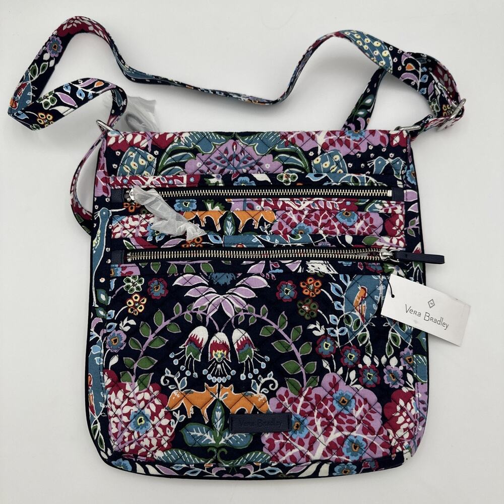 NWT Vera Bradley Iconic Triple Zip Hipster Purse Fox Forest